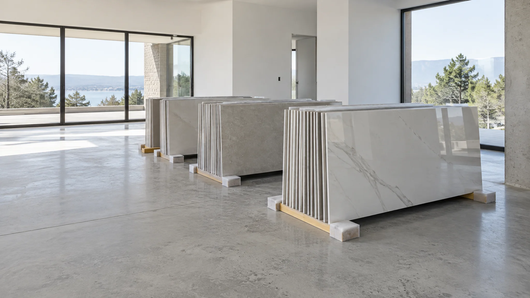 AI-generated large-format porcelain slab design inspiration: preparation