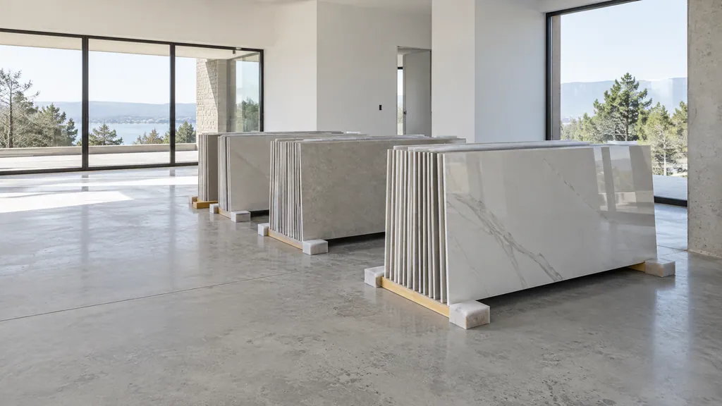 AI design inspiration: large-format porcelain slab interior