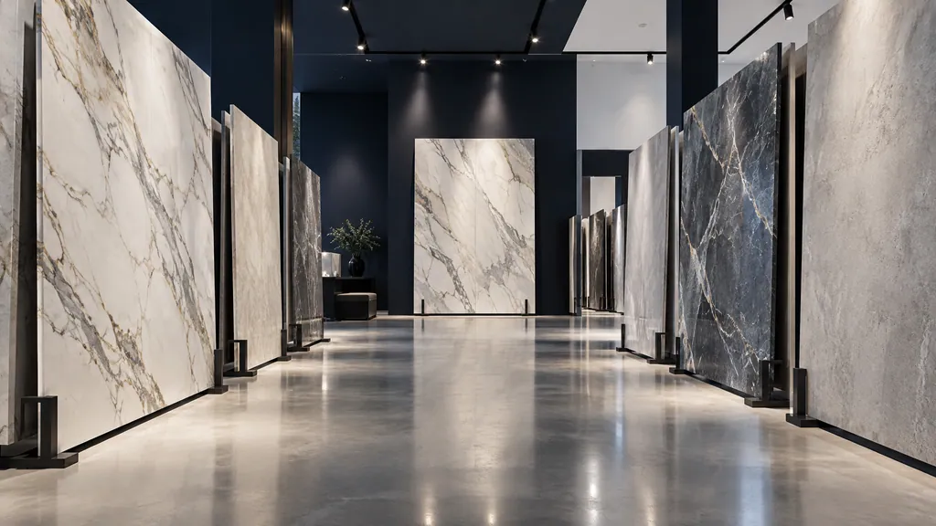 AI design inspiration: large-format porcelain slab interior